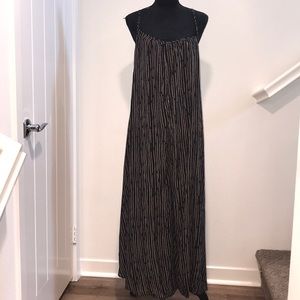 Silence + Noise Black and Tan Striped Jumpsuit